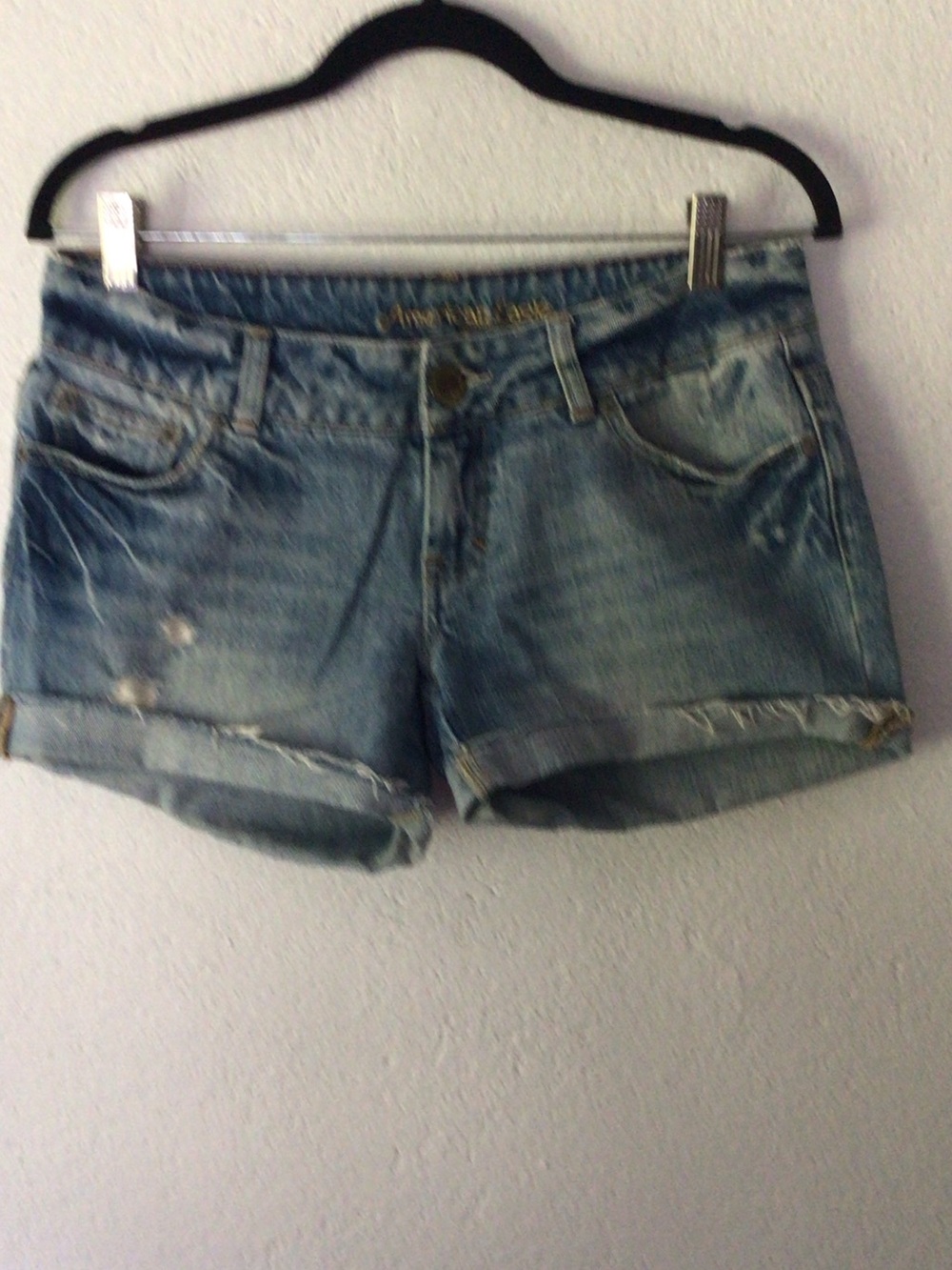 American Eagle Outfitters Light Blue Denim Roll-Cuff Shorts